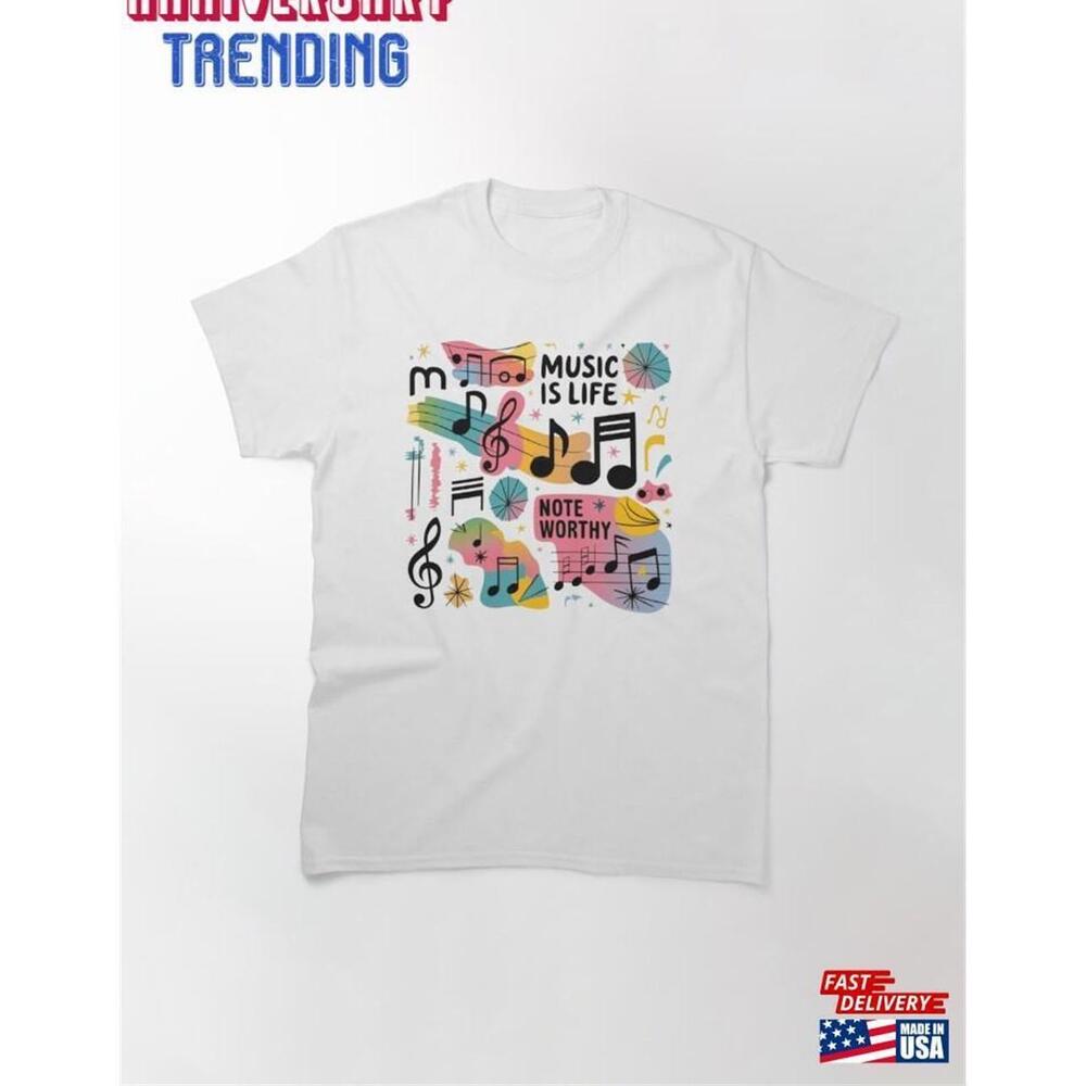 Melodic Symphony Artistic Music Notes Classic Tshirt
